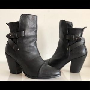 RAG & BONE KINSEY BLACK LEATHER  ANKLE BOOTS